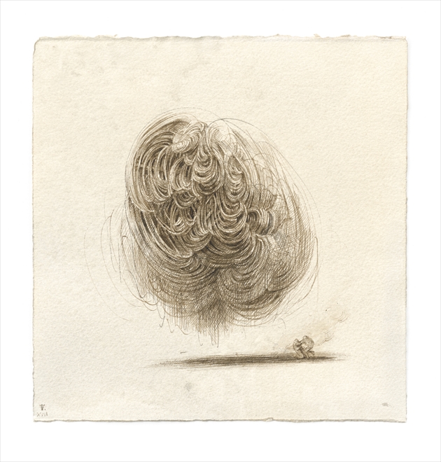 zonder titel, 2017, inkt op papier, 22,8 x 22,4 cm - Tinus Vermeersch