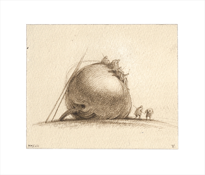 untitled, 2018, ink on paper,  10,6 x 12,8 cm - Tinus Vermeersch