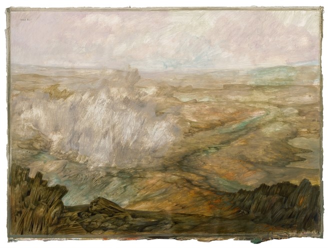 zonder titel, 2013, tempera op geprepareerd papier, 79 x 110 cm - Tinus Vermeersch