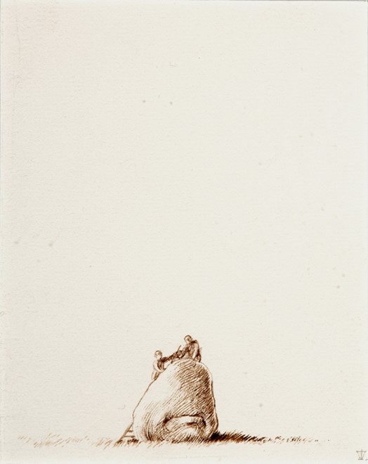 untitled 1, 2007, brown ink on paper, 12,7x10,3 cm - Tinus Vermeersch