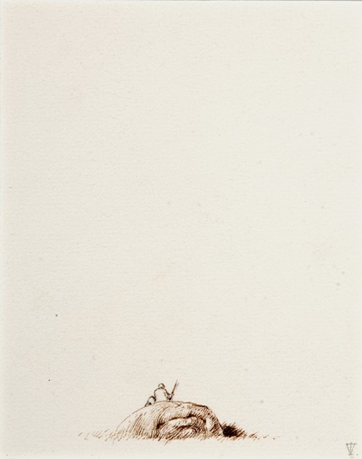 untitled 3, 2007, brown ink on paper, 12,7x10,3 cm - Tinus Vermeersch