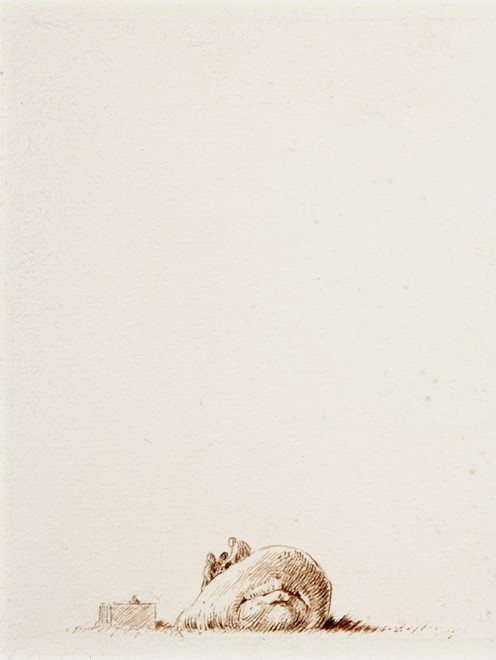 untitled 2, 2007, brown ink on paper, 12,7x10,3 cm - Tinus Vermeersch